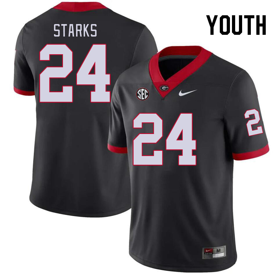 Georgia Bulldogs Youth Malaki Starks #24 Black Stitched College UGA Football Jersey 23DF010HF